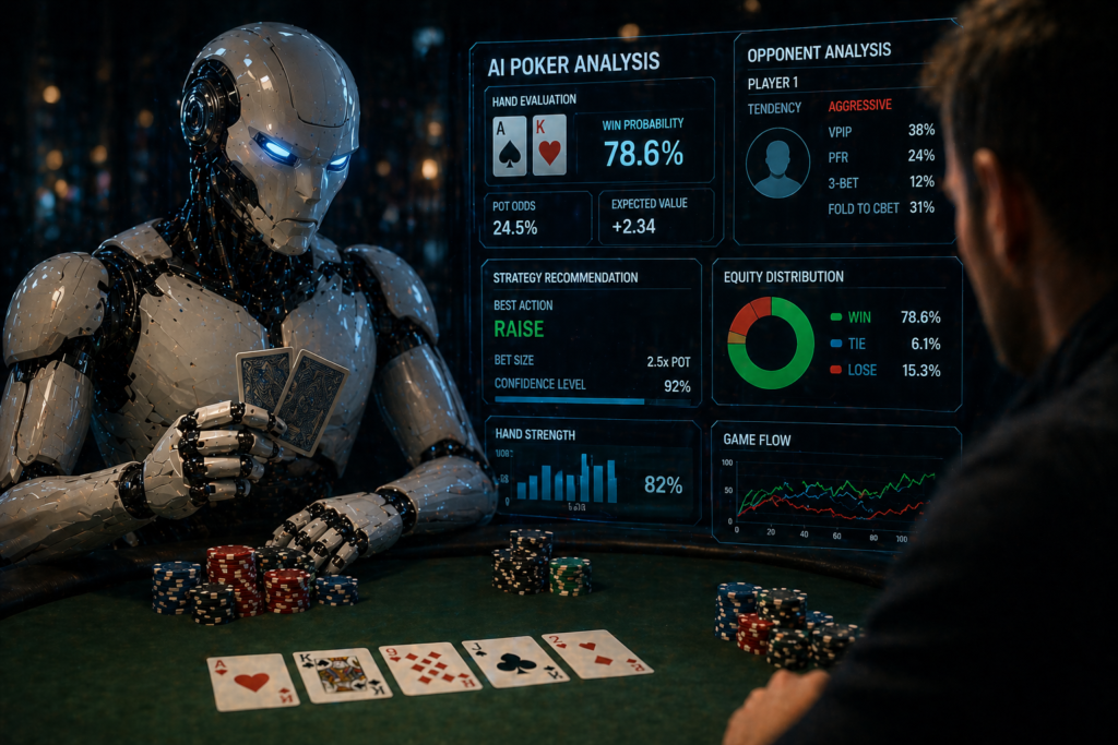 AI poker robot making smart poker decisions at table