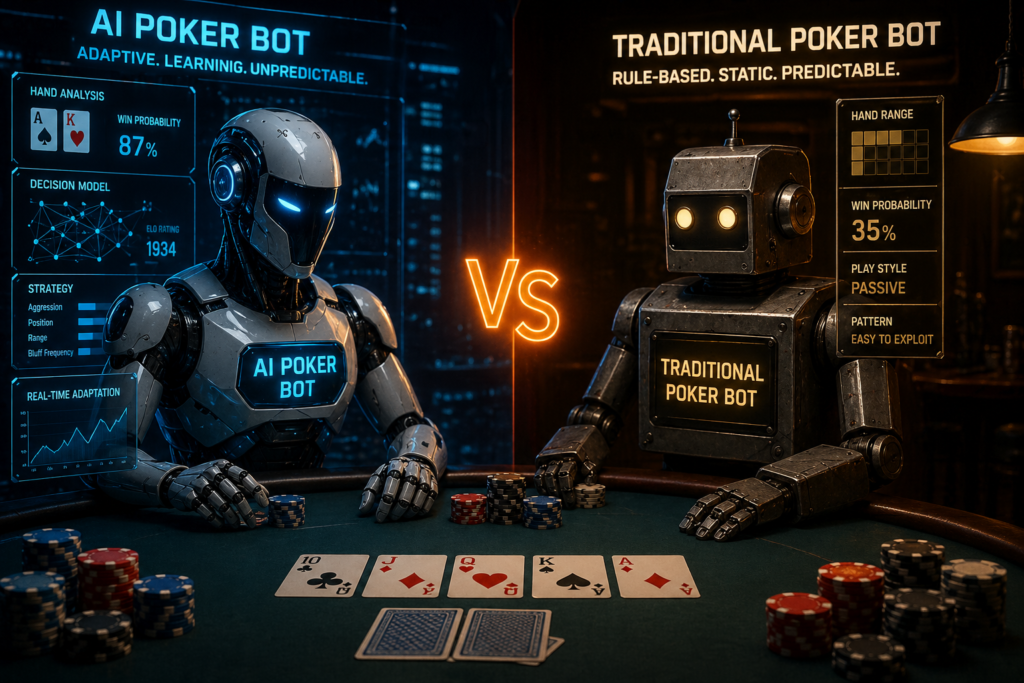 poker bot vs AI poker bot comparison at poker table